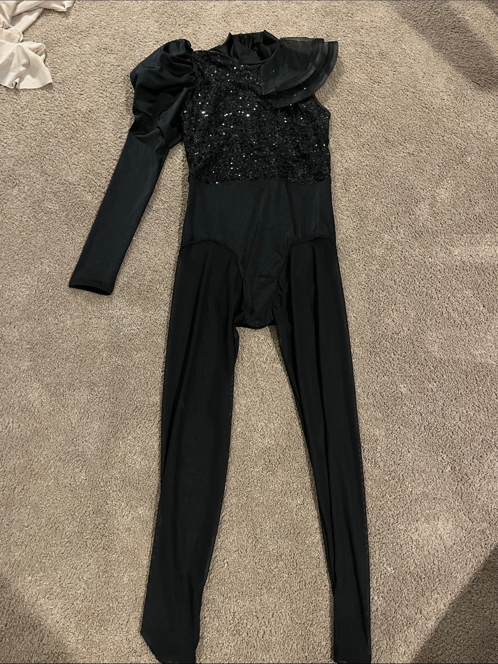 Weissman Black Sequin One-Shoulder Bodysuit